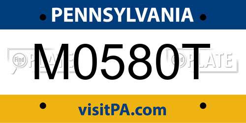 M0580T Pennsylvania License Plate