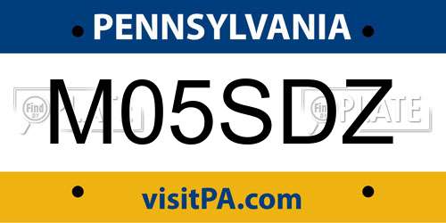 M05SDZ Pennsylvania License Plate