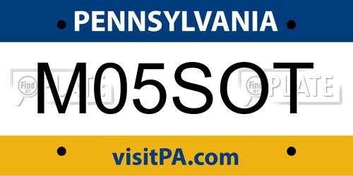 M05SOT Pennsylvania License Plate