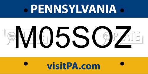 M05SOZ Pennsylvania License Plate