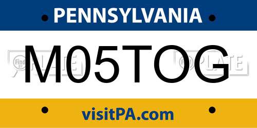 M05TOG Pennsylvania License Plate