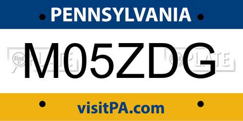 M05ZDG Pennsylvania License Plate