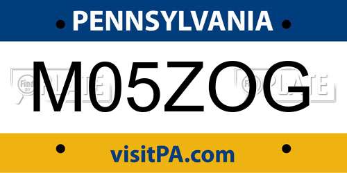 M05ZOG Pennsylvania License Plate