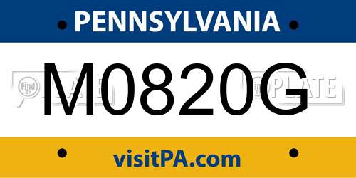 M0820G Pennsylvania License Plate
