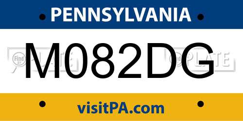 M082DG Pennsylvania License Plate