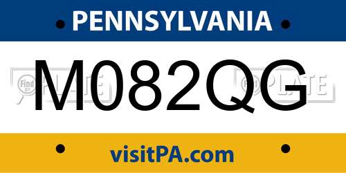 M082QG Pennsylvania License Plate