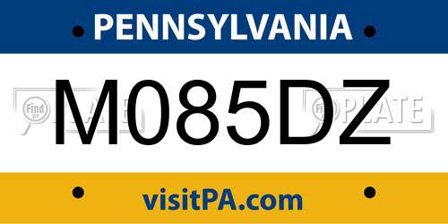 M085DZ Pennsylvania License Plate