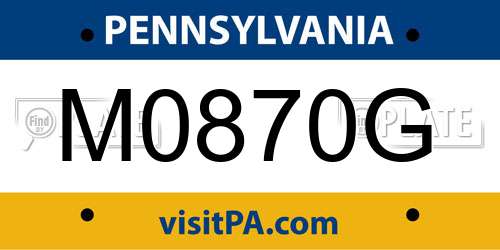 M0870G Pennsylvania License Plate