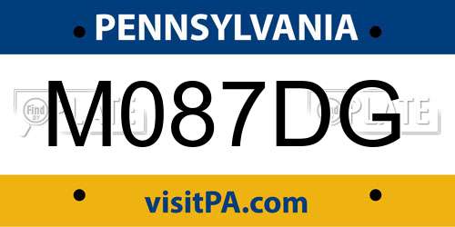 M087DG Pennsylvania License Plate