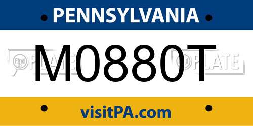 M0880T Pennsylvania License Plate