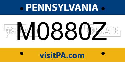 M0880Z Pennsylvania License Plate