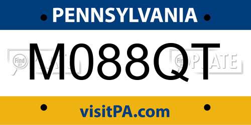 M088QT Pennsylvania License Plate