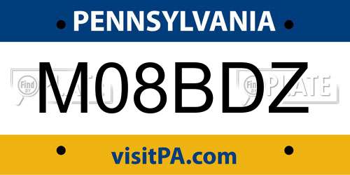 M08BDZ Pennsylvania License Plate