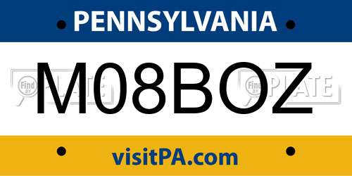 M08BOZ Pennsylvania License Plate