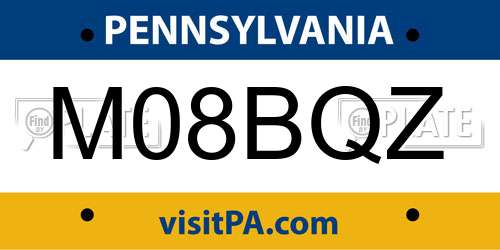 M08BQZ Pennsylvania License Plate