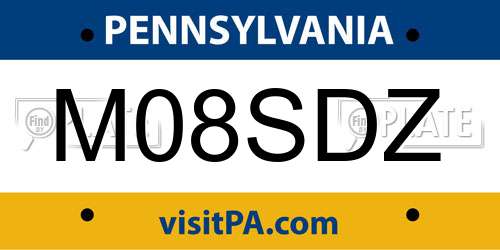 M08SDZ Pennsylvania License Plate