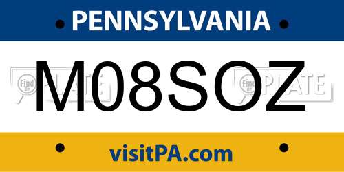M08SOZ Pennsylvania License Plate