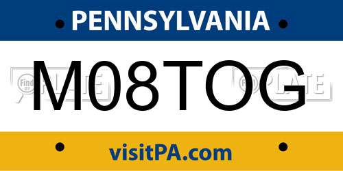 M08TOG Pennsylvania License Plate