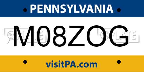 M08ZOG Pennsylvania License Plate