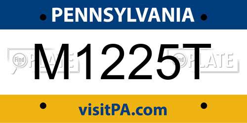 M1225T Pennsylvania License Plate