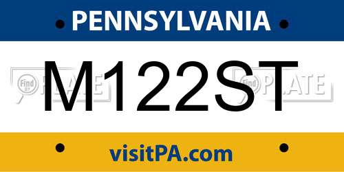 M122ST Pennsylvania License Plate