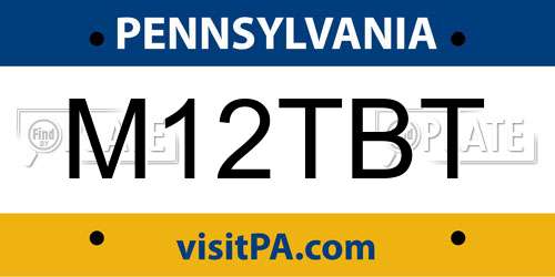 M12TBT Pennsylvania License Plate