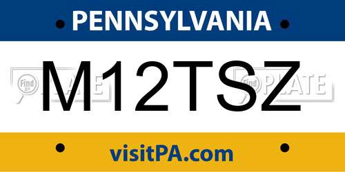 M12TSZ Pennsylvania License Plate