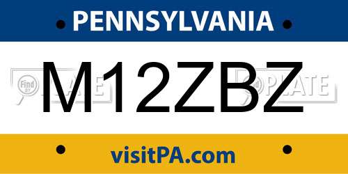 M12ZBZ Pennsylvania License Plate