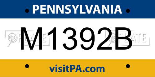 M1392B Pennsylvania License Plate