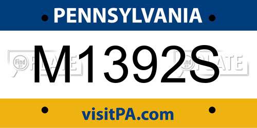 M1392S Pennsylvania License Plate