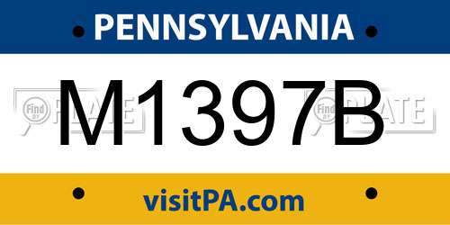 M1397B Pennsylvania License Plate