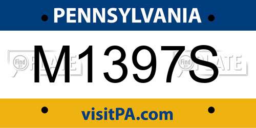M1397S Pennsylvania License Plate