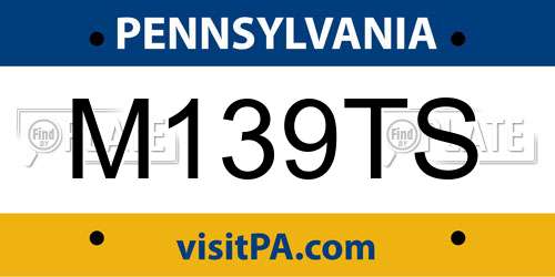 M139TS Pennsylvania License Plate