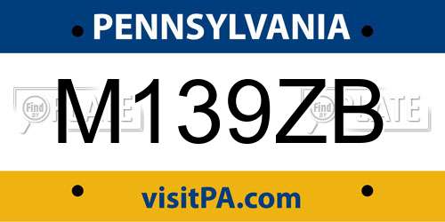 M139ZB Pennsylvania License Plate