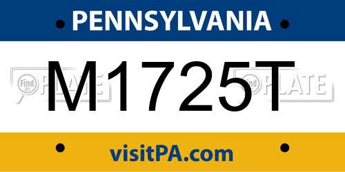 M1725T Pennsylvania License Plate