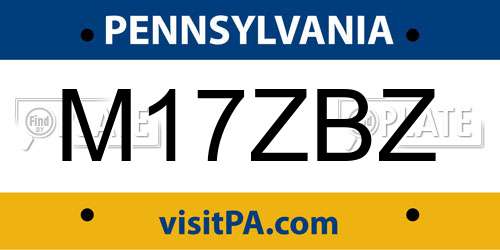 M17ZBZ Pennsylvania License Plate