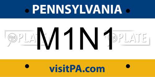 M1N1 Pennsylvania License Plate