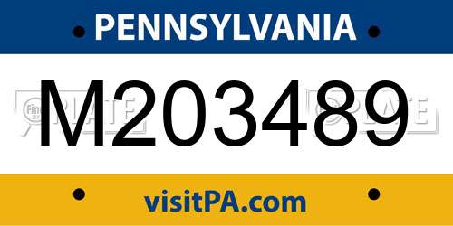M203489 Pennsylvania License Plate