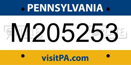 M205253 Pennsylvania License Plate