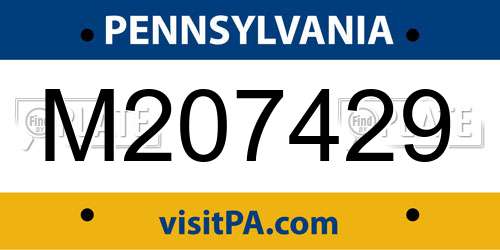 M207429 Pennsylvania License Plate