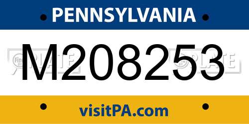 M208253 Pennsylvania License Plate