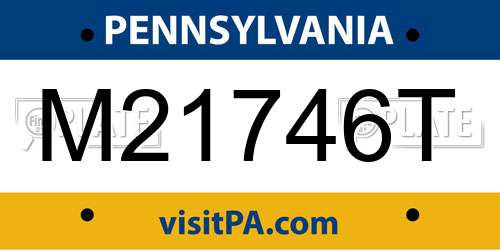 M21746T Pennsylvania License Plate