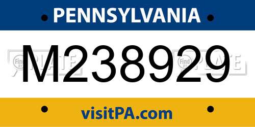 M238929 Pennsylvania License Plate