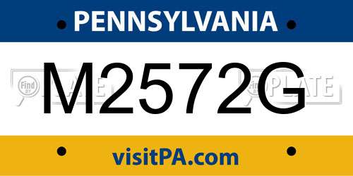 M2572G Pennsylvania License Plate