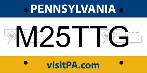 M25TTG Pennsylvania License Plate