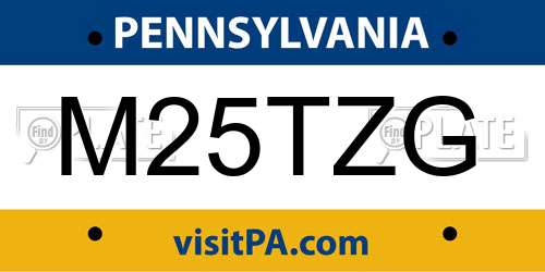 M25TZG Pennsylvania License Plate