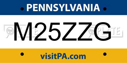 M25ZZG Pennsylvania License Plate