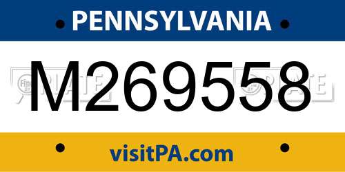 M269558 Pennsylvania License Plate