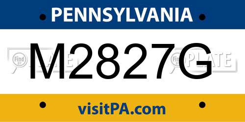 M2827G Pennsylvania License Plate