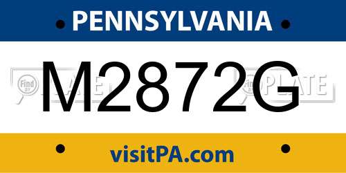 M2872G Pennsylvania License Plate